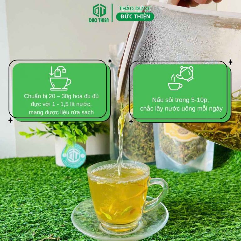 Hướng dẫn cách nấu 20-30g hoa đu đủ đực khô với nước sôi để uống hàng ngày