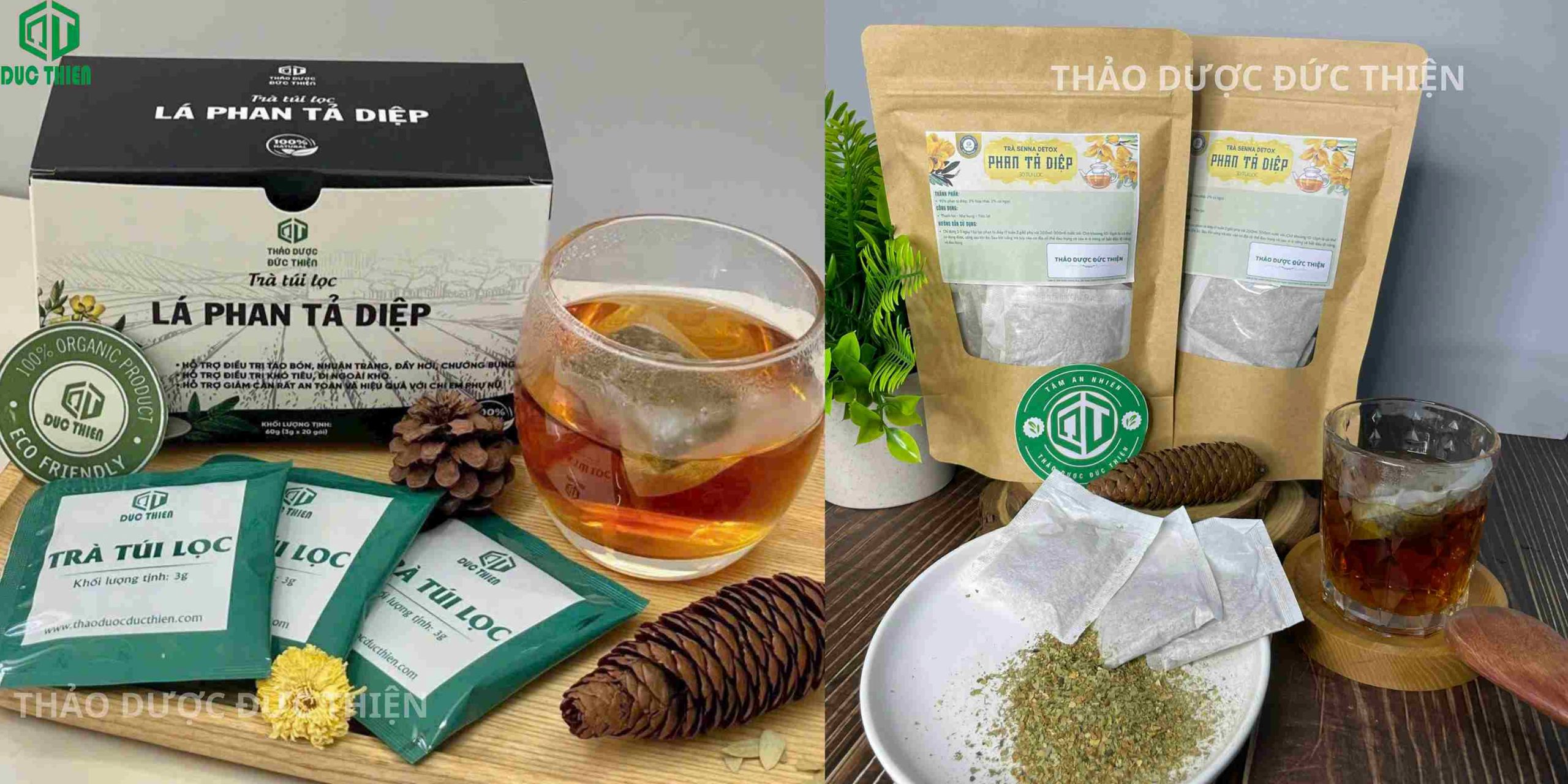 Hộp trà túi lọc lá phan tả diệp thương hiệu Đức Thiện, tiện lợi cho người muốn giảm cân giữ dáng