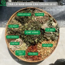 Mẹt thảo dược tổng hợp 10 vị thuốc nam quý hiếm gồm lá sen, chè vằng, giảo cổ lam... tạo nên công thức giảm cân Đức Thiện hiệu quả.