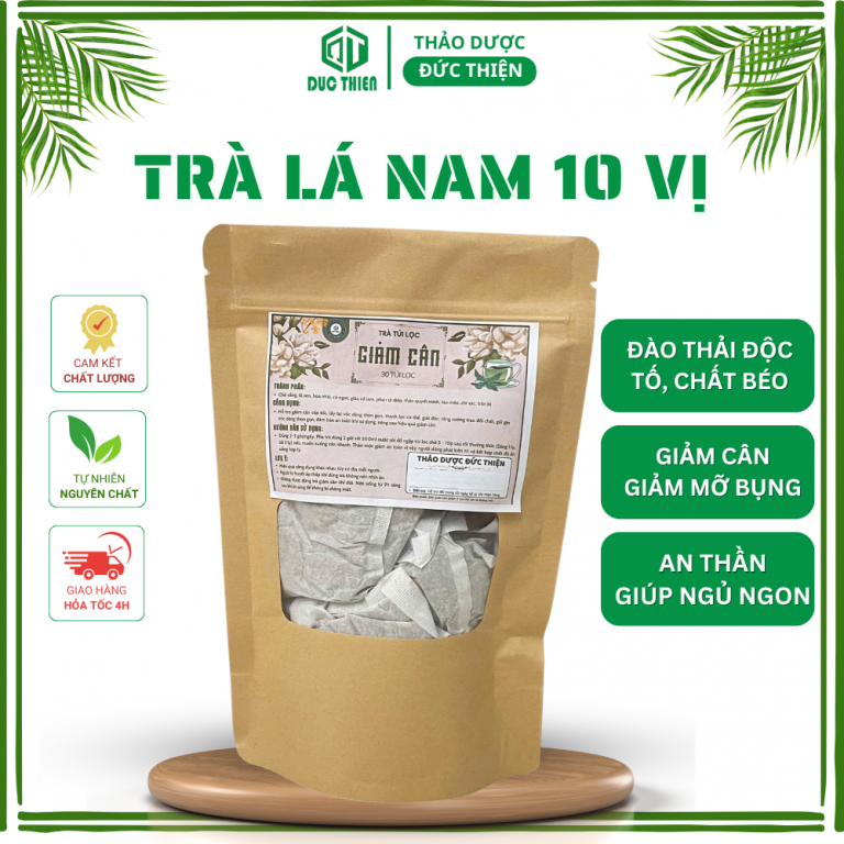 Trà Lá Nam Giảm Cân Đức Thiện 10 Vị – Đốt mỡ, thanh lọc gan