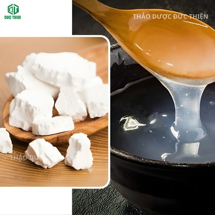 Bột sắn dây khi nấu chín chuyển sang màu trong veo và dẻo quánh