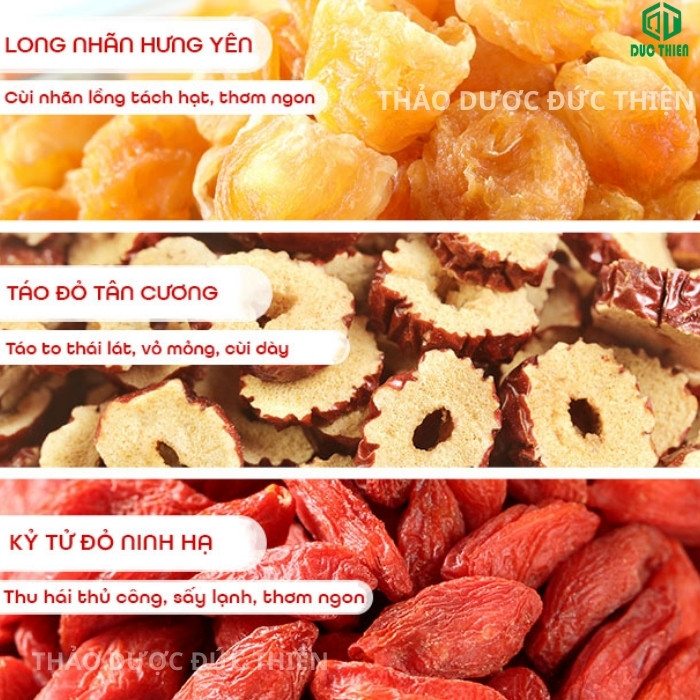 Long nhãn kết hợp táo đỏ, kỷ tử là bộ ba kết hợp đẹp da sáng mắt.