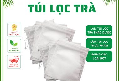 Set 10 Túi Lọc Trà Vải Không Dệt Dây Rút Đủ Kích Thước – Chịu Nhiệt, Thân Thiện Môi Trường, Đa Năng