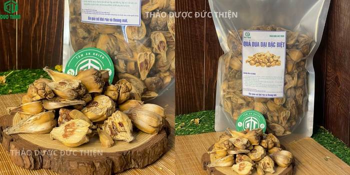 Túi quả dứa dại khô loại đặc biệt 1kg, nhãn mác rõ ràng từ Thảo Dược Đức Thiện.