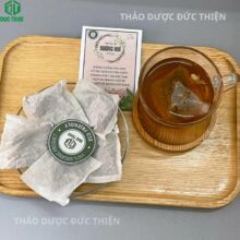 Mặt sau túi trà xương khỉ túi lọc với đầy đủ thông tin thành phần và hướng dẫn.