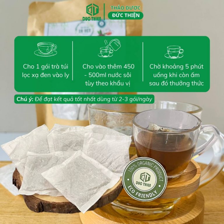 Hướng dẫn 3 bước pha trà xạ đen túi lọc đúng cách với nước sôi để giữ trọn dược tính quý giá