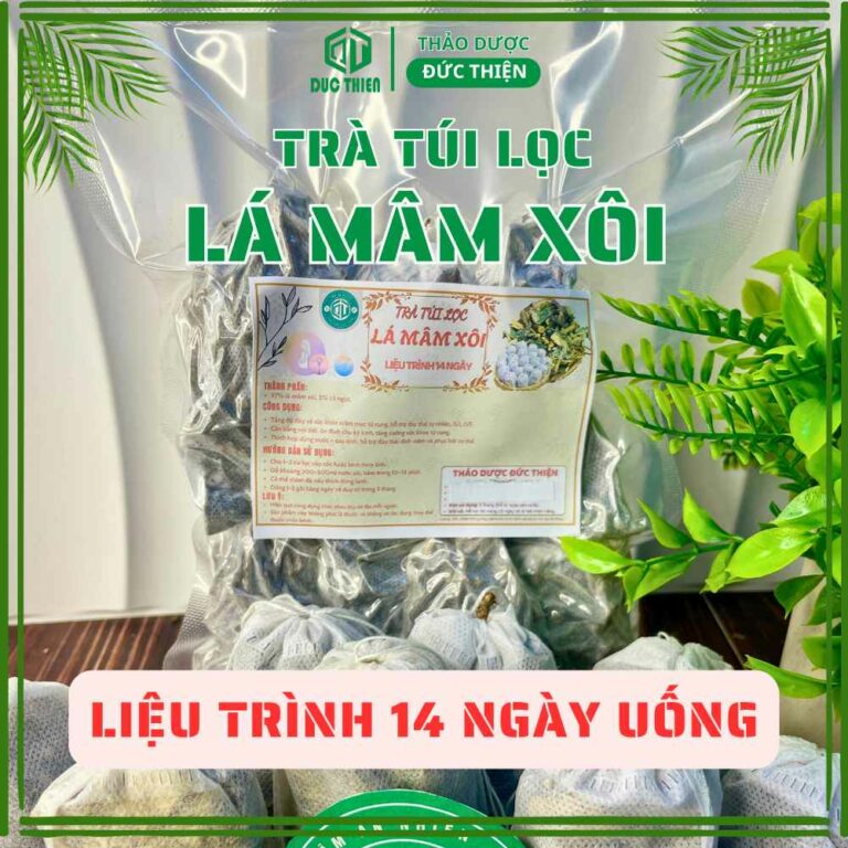 bao bì sản phẩm trà mâm xôi túi lọc thảo dược liệu trình 14 ngày