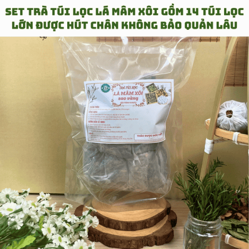 set trà mâm xôi túi lọc thảo dược gồm túi lọc và lá mâm xôi khô