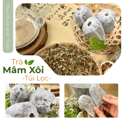 Trà mâm xôi mua ở đâu TPHCM, lá mâm xôi khô và thông tin đóng gói rõ ràng